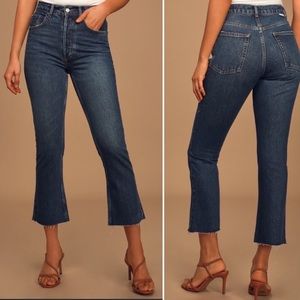 BOYISH The Darcy High Rise Crop Flare Leg Jeans The Searchers Dark Wash Sz 25